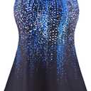 NIeyook Womens Tankini Swimsuit Plus Size Two Piece Bathing Suit Flowy Swim Tops with Boy Shorts 2025 Modest Swimwear (Blue Dot Gradient) XL