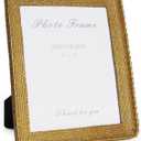 Cuspin 8x10 Picture Frame Gold, Vintage Gold Frames Rattan Textured Hand-Crafted Resin Photo Frame with Glass Front for Tabletop Display & Wall Display, Retro Design Home Decor