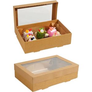 10 Pack Bakery Boxes with Window, 11.8x7.87x3.15 Inch Large Cookie Boxes, Cardboard Pastry Boxes, Take out Containers for Baking Pies, Cakes, Muffins and Pastries (S)