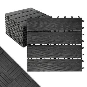 Polymer Interlocking Composite Deck Tiles Outdoor(10Pcs,Black)