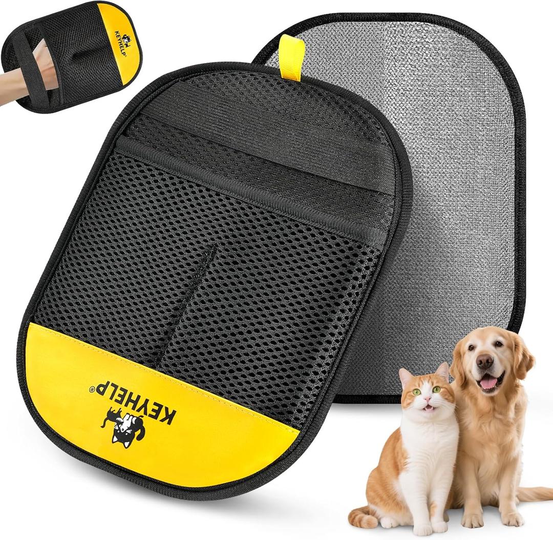 Pet Hair Removal Glove for Dogs & Cats, Newly Upgraded Reusable Electrostatic Pet Hair Glove, Magic Brush Pet Hair Remover Tool for Clothing, Couch, Carpet, Car Seat (BlackYellow)