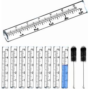 Plastic rain gauge replacement tube, 5'' capacity rain gauges replacement tubes for Yard Garden Outdoor Home, with Tube Brush, Best Rated (8 pcs)