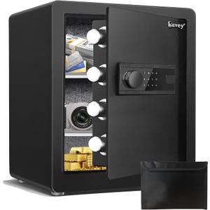 Kavey 2.0 Cub Safe Box, Steel Security Safe and Lock Box with Backlit Touch Screen Keypad, Dual Alarm System, Mute Function and LED Light for Home Office 12.6"D x 14.96"W x 17.72"H