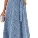 Simplee Women's 2026 Summer Floral Maxi Dress Sleeveless Elegant Tie Waist Casual Cocktail Party Wedding Guest Long Dresses (Blue, XL)