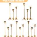 5 Sets(15 Pcs) Brass Gold Metal Taper Candle Holders Candlestick Holders, Vintage Modern Decorative Centerpiece Candlestick Holders for Table Mantel Wedding Housewarming Gift