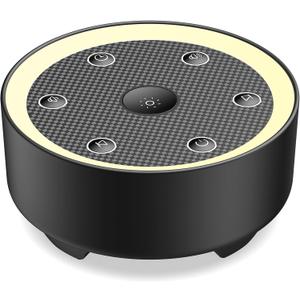 Kipcush Sleep Sound Machine - 24 High-Fidelity Non-Looping Sounds, Portable White Noise Machine for Baby, Kids & Adults, Dimmable Night Light, 6 Auto-Off Timers, USB Powered for Travel, Home & Office (Standard, Black)