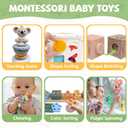 YHHYTOY 6-in-1 Montessori Baby Toys 0-6 6-12 Months, Infant Teething Toys Soft Stacking Blocks Rings Shape Sorter Sensory Fidget Spinners for Toddler 1-3, First Baby Gift Set for 6 Month Old Girl Boy, Small