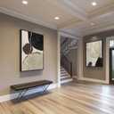 Large Framed Neutral Abstract Wall Art Set of 2, Modern Black Beige Brown Canvas Prints Paintings Artwork for Walls, Minimalist Stone Shape Pictures for Living Room Dining Bedroom Wall Decor 24x36 In, 24" W X 36" H X 2pcs