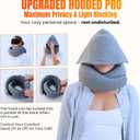 LOEXAIR Hooded Pro Travel Pillow - Memory Foam Neck Support Pillow for Airplane, Flight - Super-Soft Pure Cotton Fabric, Maximum Privacy & Light-Block Design, Lightweight Full Travel Kit - Light Grey
