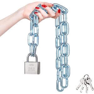 Security Chain and Lock - 39 Inch Heavy Duty 8mm Galvanized Anti-Rust and Anti-Theft Chain With Padlock for Bike, Bicycle, Scooter, Motorcycle, Door, Gate, Fence