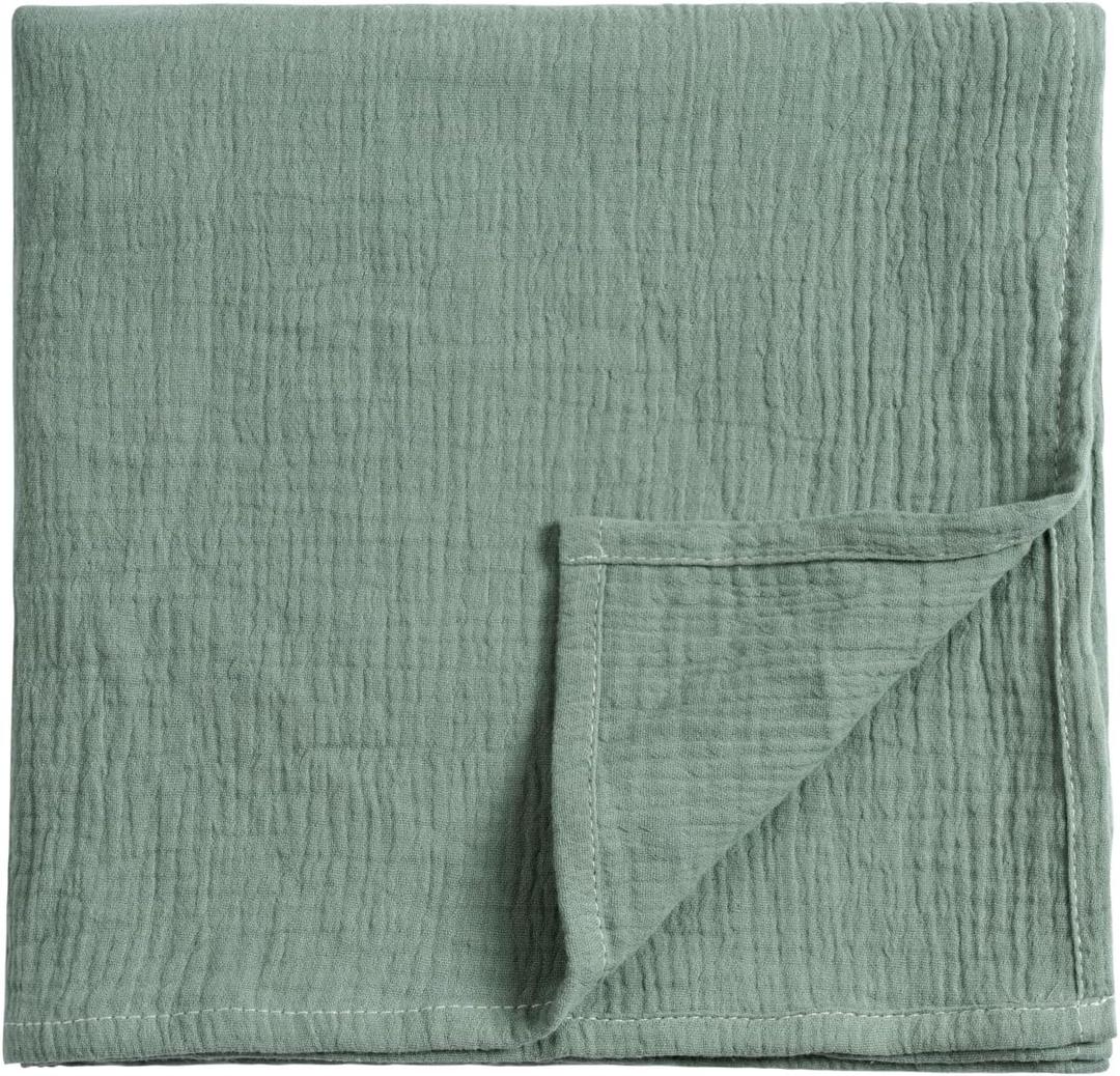 Meracorallo Muslin Swaddle Blanket, 100% Cotton Receiving Blanket Soft and Breathable Swaddle Wrap for Baby Boys and Girls (Roman Green)