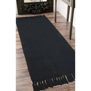 Seavish Black Hallway Runner Rug Machine Washable Rug, 2X6 Kitchen Runner Rug Cotton Hand Woven Reversible Farmhouse Low-Pile Entryway Rug for Laundry Room Bedroom Bathroom Foyer Living Room