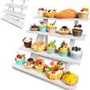 Umgozrz Wooden Cupcake Stand 4 Tier White Cupcake Stand Rustic Wood Cake Stand for 24 Cupcakes Wedding Cupcake Display