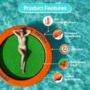 Vvelike Inflatable Floating Water Hammock for Adults, Float Circle Paddle Dock Lake Island Boat Pool Rafts, Large Size Round Ring Floaties Swim Deck Platform Family Party (Light Green+Orange, 8ft)