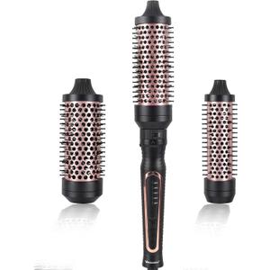 VAGARY 3 in 1 Thermal Brush Set, Heated Round for Blowout Look, Dual Voltage Curling Iron Brush, Ceramic Tourmaline, 3 Detachable Combs, 5 Temperature Settings