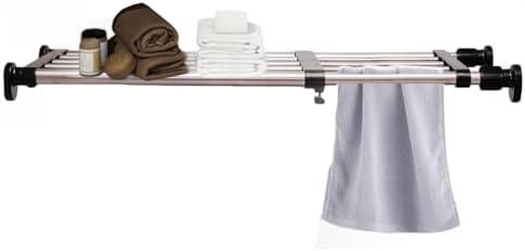 Hershii Expandable Closet Tension Shelf Rod Adjustable Metal Storage Rack Cabinet Organizer DIY Divider Separator Shelves for Wardrobe Cupboard Kitchen Bathroom, Black, 23.62-39.37 inches