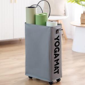 Twira Yoga Mat Storage Racks, Home Gym Storage Rack for Foam Roller, Yoga Strap and Resistance Bands, Workout Equipment Corner Storage Organizer with Wheels (Slim 22", Grey1)