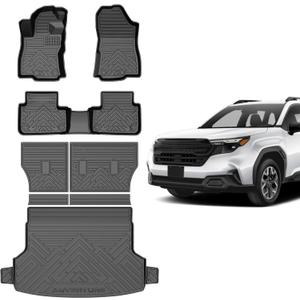 Mixsuper Floor Mats for Subaru Forester 2025, Cargo Mat Backrest Mats for Forester, All Weather 2 Row Floor Liners and Trunk Mat Accessories Set Black