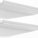 Alsonerbay White Floating Shelves Wall Mounted Set of 2, 15.7 Inch Modern White Shelves with Lip, Wood Wall Shelves with Wooden Beads for Bathroom Bedroom Living Room Nursery and More, Wooden Beads Design