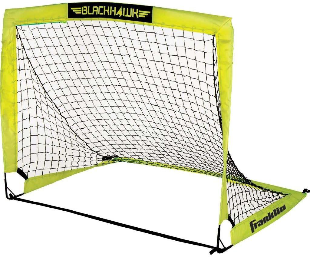 Franklin Sports Blackhawk Backyard Soccer Goal - Portable Kids Soccer Net - Pop Up Folding Indoor + Outdoor Goals - 4' x 3' - Optic Yellow