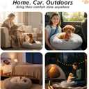JOLLYVOGUE Calming Dog Bed Medium Size Dog, 31in Donut Washable Medium Pet Bed, Anti-Slip & Anti-Anxiety Fluffy Faux Fur Round Dogs Bed, Fits up to 45 lbs Pets (Smoke Grey)