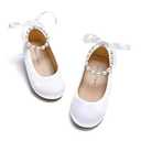 Felix & Flora Girls Toddler Little Ballet Shoes Size 11 - Flower Girls Mary Jane Flats Dress Shoes Party Wedding(White,11 Little Kid)