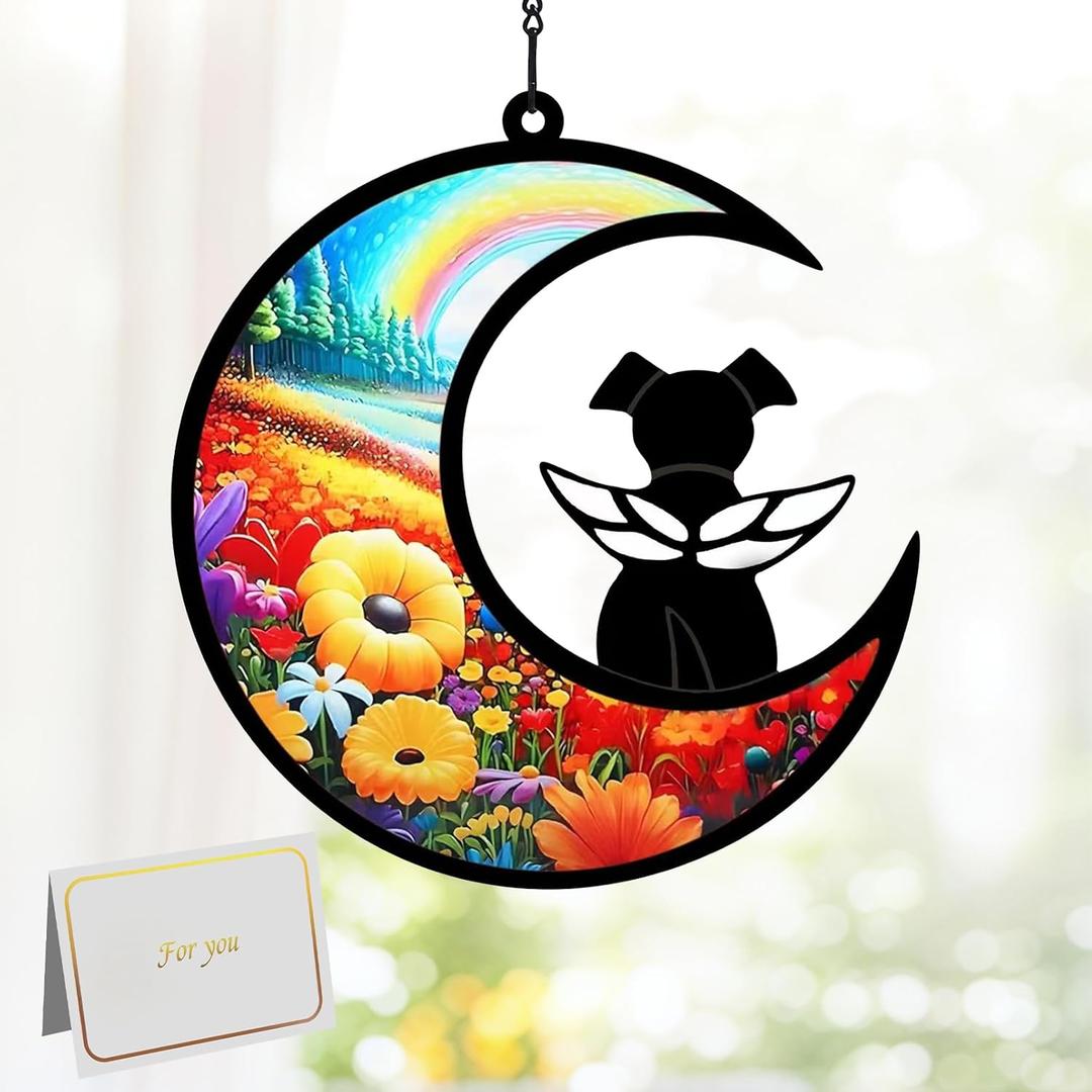 Dog Memorial Gifts for Loss of Dog Angel - Pet Dogs Memorial Suncatcher Gifts for DIY Dogs Death Sympathy Pass Away Gift with Card Name Date