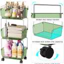 Delamu 3-Tier Metal Rolling Cart for Kitchen, Bathroom, Office  Plastic Utility Storage Carts with Wheels  Ideal for Small Spaces, Pantry, Classroom, Workshop Organization and Storage, Green