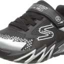 Skechers Unisex-Child Flex-Glow Bolt Sneaker (13.5 Little Kid, Black/Silver)