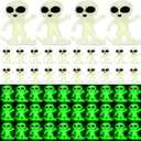 50 Pcs Glow in the Dark Mini Alien Figures Small Tiny Small Aliens Figurine Miniatures for Space Party Favors Hide and Prank Bulk Gifts Goodie Bag Fillers Stocking Stuffer (White)