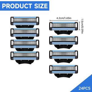 Razor Blade Refills for Men - 24PCS Compatible with mach 3 razor blades refills with Mach3 Razors, Dual Lubrication Blades for Extra Close & Comfortable Shave