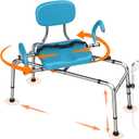Sliding Shower Chair Tub Transfer Bench with Swivel Seat, 450lbs Shower Chair for Elderly and Disabled, Adjustable Height and Arms Width Bath Transfer Benches for Bathtub