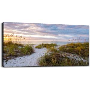 canvas wall art for living room bedroom Wall Decor ocean sand dunes grass Landscape painting Ready to Hang Home Decorations office family bathroom kitchen sea beach canvas art Prints pictures Works (40L" x 20W")