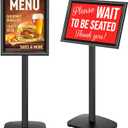 Heavy Duty Sign Holder Stand 11x17 Inch, Pedestal Sign Stand with Weighted Base, Vertical & Horizontal Floor Standing for Display Menu & Posters, Indoor/Outdoor Advertising, Restaurant, Store, Black