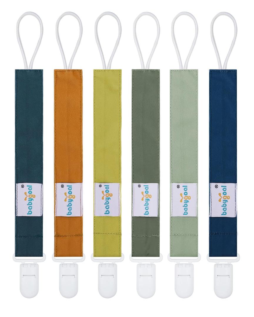 Babygoal Neutral Pacifier Clips, 6 Pack Binky Paci Holder Leashes for Baby Boys and Girls Fits for Most Pacifier, Binkie Styles & Baby Teethers & Toys and Gift 