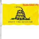 Dont Tread On Me Flag 3x5 Outdoor 240D Heavy Polyester Duty Double Sided 3 Ply Gadsden Flag Vibrant Colors Durable Canvas Header with 2 Brass Grommets Tea Party Rattle Snake Banner