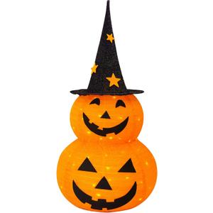 FUNPENY 3FT Halloween Collapsible Pumpkin Decorations, Pre-Lit Light Up 50 LED Pumpkin with Star Hat 8 Lighted Mode, Pop Up Jack-o-Lantern with Metal Stand for Indoor Outdoor Yard Holiday Decor FUNPENY 3FT Halloween Collapsible Pumpkin Decorations, Pre-Lit Light Up 50 LED Pumpkin with Star Hat 8 Lighted Mode, Pop Up Jack-o-Lantern with Metal Stand for Indoor Outdoor Yard Holiday Decor