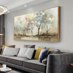 VHMING Abstract Wall Art Artwork Retro Trees Pictures Decor Canvas Painting Framed Ready to Hang Living Room Bedroom and Office Wall Decor 20x40 Inch (20L" x 40W", Light Color)