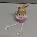 Lulu Home Easter Bunny Figurine, 1 Pcs Resin Pot Bunny Shelf Sitters with Dangling Legs, Cute Modern Easter Statue Tabletop Sculpture Centerpieces Decorations
