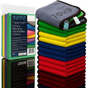 Microfiber Kitchen Towels | 12"x12" Kitchen Cloths | Australian Designed |12 Pack 400 GSM Cleaning Cloths | Cleaning Towels | Ultra-Soft, Scratch-Free, Reusable, Super Absorbent