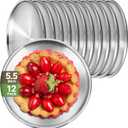 Stainless Steel Plates, 12 Pack 5.5 inch 304(18/8) Metal Food Serving Plate Set, Reusable Snack Eating Dishes Round Shatterproof Plate Silver Dinnerware for BBQ Dinner Oven Dishwasher Safe