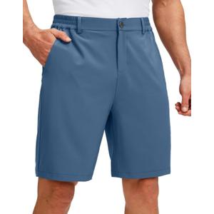 G Gradual Men's Golf Shorts with 5 Pockets 9" Light Weight Stretch Quick Dry Casual Dress Work Shorts for Men (Blue, L)