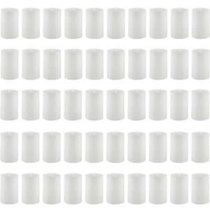 Housecret 50 Pack 2" D x 3" H (20 Hour Burn Time) White Unscented Votive Candles, Hand Poured Wax Candle Ideal Gifts for Weddings Birthdays Christmas Holidays Party