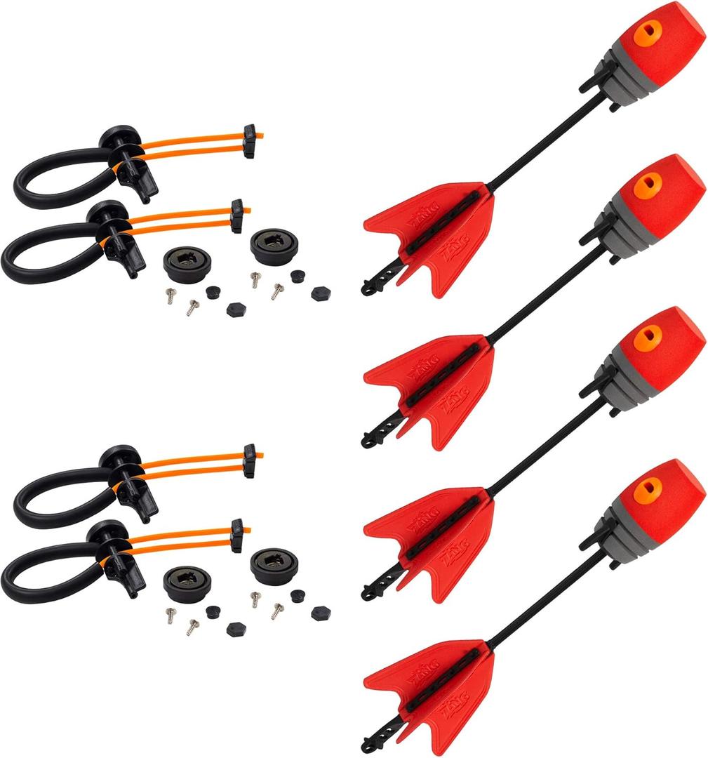 Zing Z Tek Bow Bungee Replacements and Arrow Refill Pack - Includes 2 Orange Z Tek Bungee Sets and 4 Red Zonic Whistling Arrows, Launches up to 250 Feet