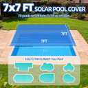 Solar Pool Cover 7 x 7 ft Square, Solar Pool Blanket for Above Ground & Inground Pools, Hot Tubs and Spas, Thermal Bubble Cover for Heat Retention, Reduces Evaporation (84 x 84 Inch)
