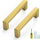 Ravinte 10 Pack Gold Cabinet Pulls 3-1/2 Inch Brushed Brass Kitchen Cabinet Handles Gold Square Kitchen Hardware for Drawer Pulls Come with Screwdriver