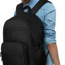 BIKROD Black Backpack for Men and Women, Backpack for School Teens Boys and Girls, Lightweight Casual High School Bookbag, Daily-use Travel Laptop Backpack Fits 15.6 Inch Notebook