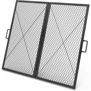 only fire Foldable X-Marks Fire Pit Cooking Grate, Portable Campfire BBQ Grill for Outdoor, Square Heavy Duty Steel Campfire Grill Grate with Handles, 36 inch
