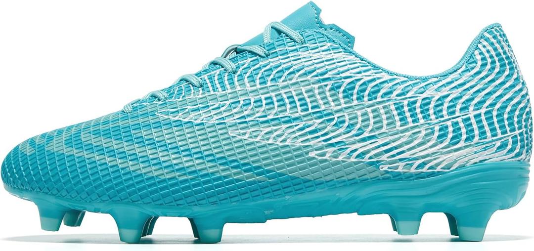 Women's Soccer Cleats for Men Outdoor Rugby Football Shoes Lightweight Withe Lace Sneakers, Size: 7 Women/6 Men (Aqua Blue/White)