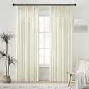 PANGSINNE Thick Linen Pinch Pleated Curtains - 80 Inches Long Light Filter Semi Sheer Curtain 2 Panels for Bedroom Off-White Textured Back Tab Neutral